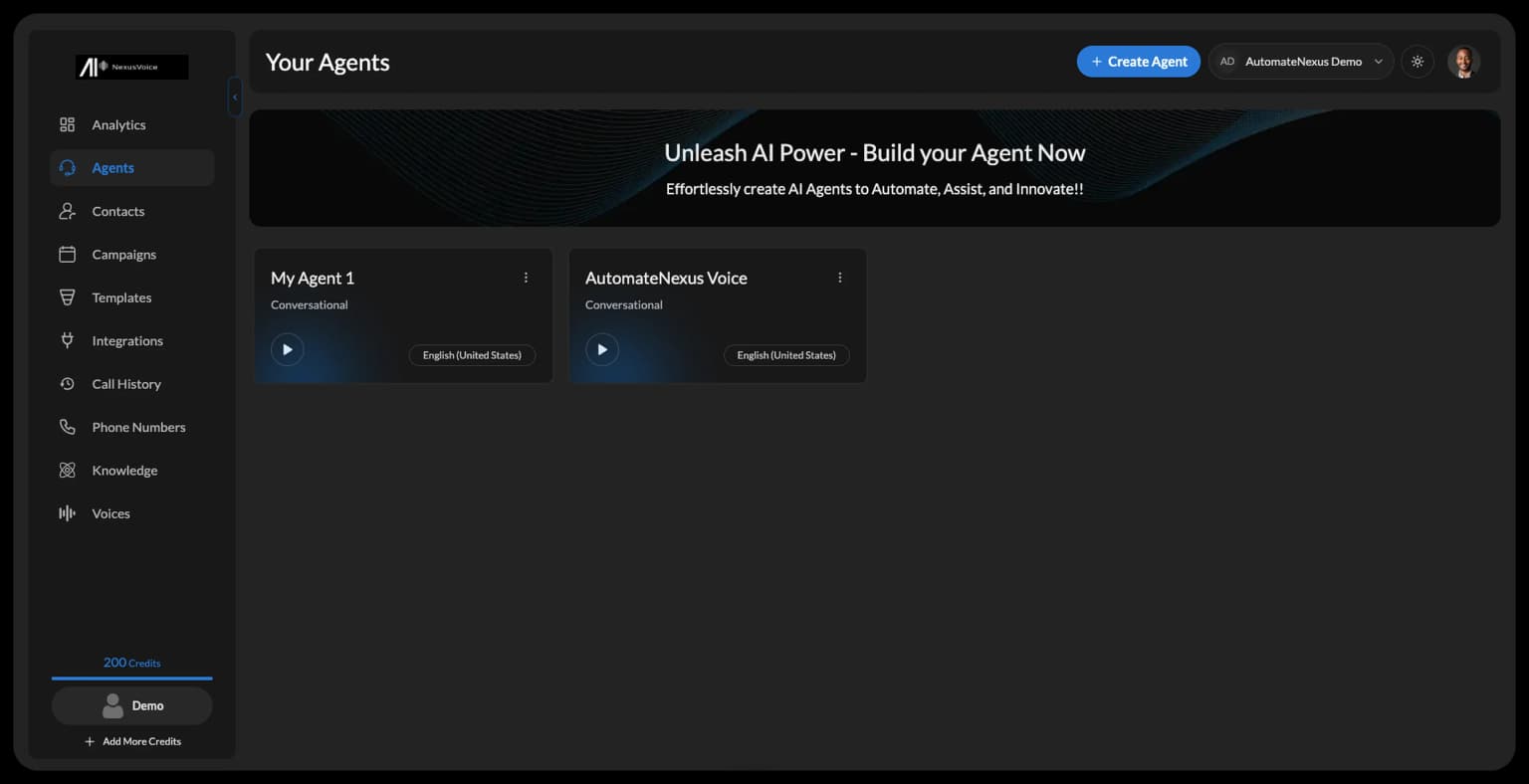 Agent roster — AutomateNexus Voice