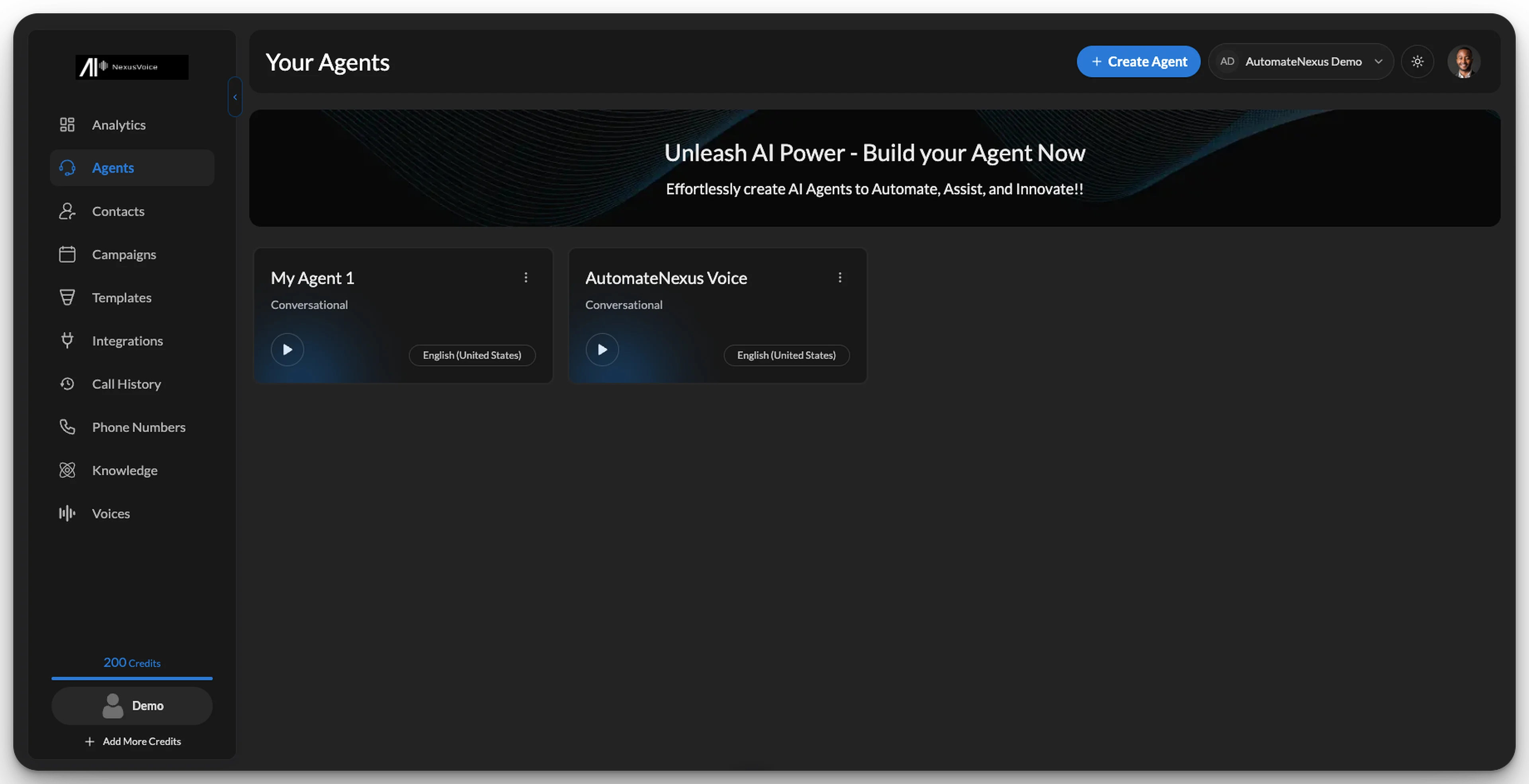 Agent roster — AutomateNexus Voice